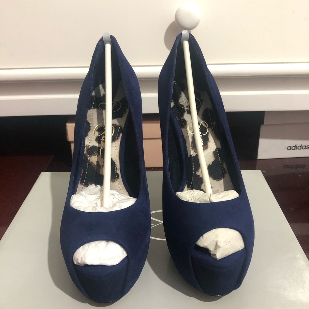 Jessica Simpson Carri Platform Pumps in Sapphire Suede